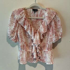 Lucy Paris Toile Ruffle Blouse